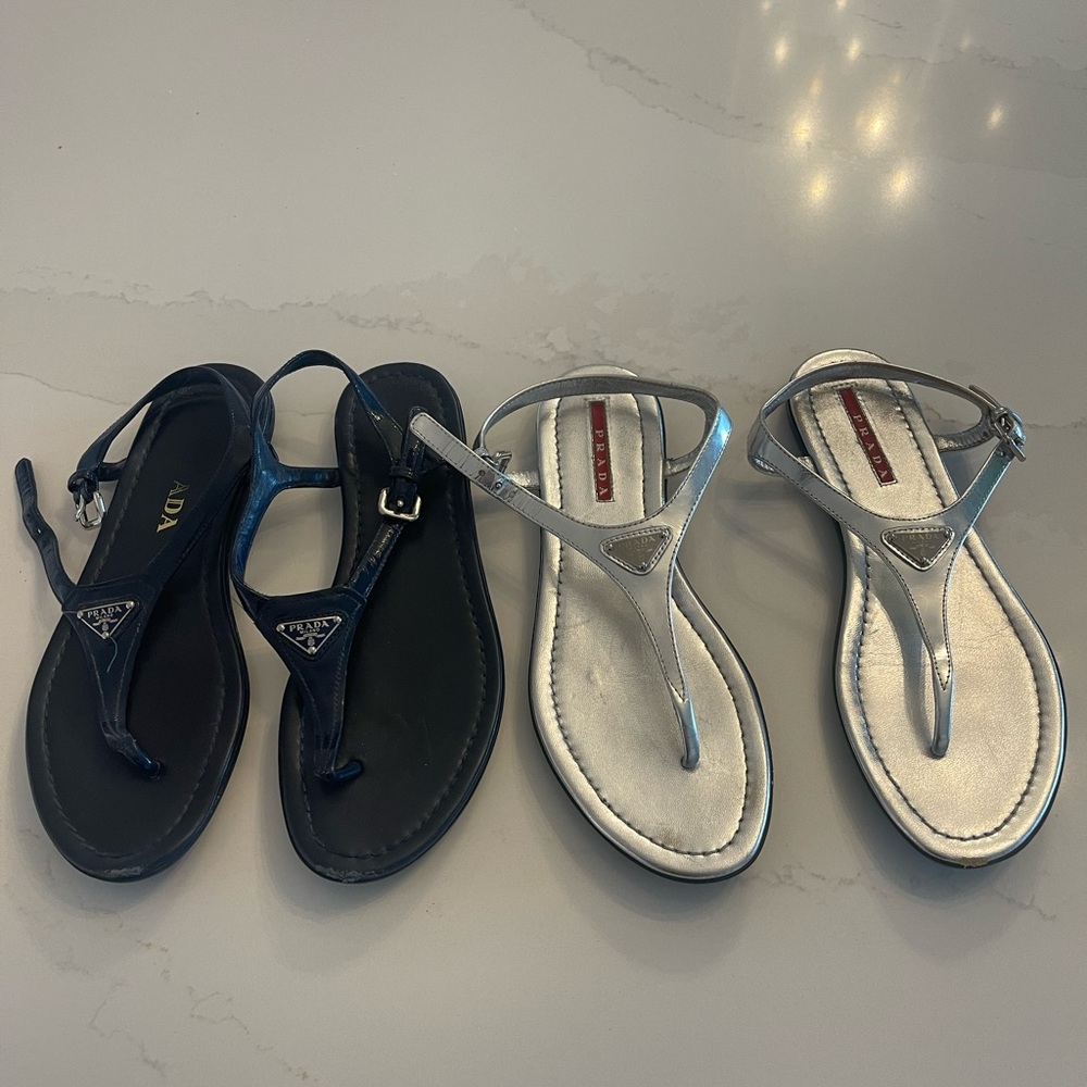 Prada Sandals-Navy-Silver- very good condition-size 36